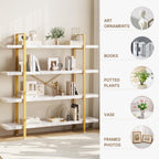 Heavy Duty 4-Tier Industrial Bookcase, 47" Wide Wood Bookshelf for Home Office, 120lbs Shelf Capacity, Shelving Display with Reinforced Horizontal Shelf for Living Room Bedroom,White