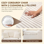 Oversized Chaise Lounge Chair, 57.5'' Deep Seat with 6'' Thick Cushion, Upholstered Sleeper Sofa with Pillows, Comfy Lounge Chair for Tall Adults, Living Room or Bedroom(White)