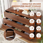 Fluted Dresser for Bedroom, 8 Drawer Dressers for Closet 53" Wide Large Wood Dresser Modern TV Stand, Wooden Clothes Storage Organizer Chest of Drawers for Living Room Hallway Entryway