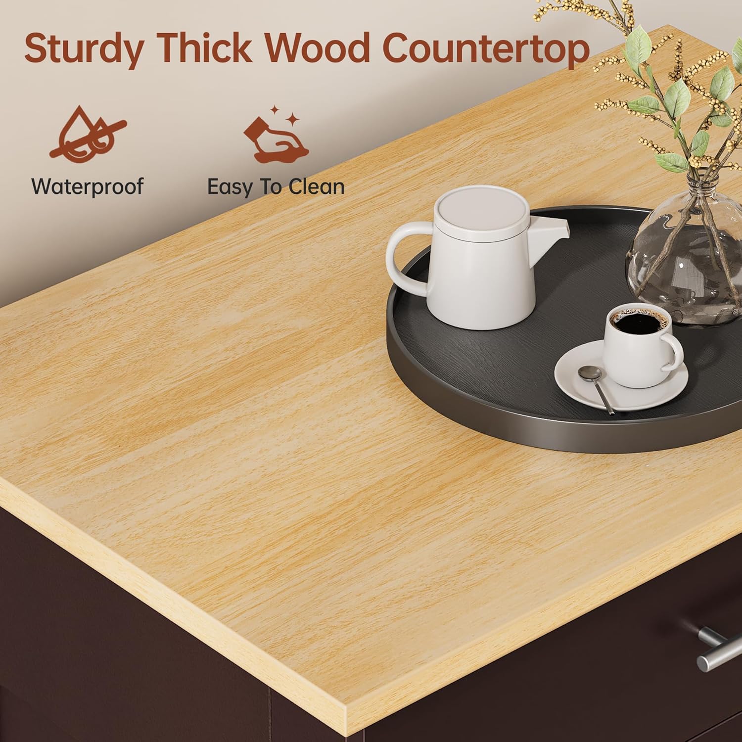 Kitchen Island Cart with Storage, Small Kitchen Island on Wheels with Large Drawer, Adjustable Shelf & Towel Rack, Rolling Island Table for Kitchen & Dining Room, Dark Coffee