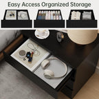 Black Wood Dresser for Bedroom, 3-Drawer Dresser for Clothes Storage, Modern Dressers with Wide Drawers, Wide Wooden Chest Drawers for Living Room, Entryway, TV Stand