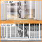 71'' Extra Tall Pet Gate, 31.5-43.3'' Extra Wide Cat Gate for Doorway, No Drilling, 1.37'' Extra Narrow Gap, Double Opening & Easy Lock, Cat Proof Gate Full Door