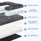 79" Foldable Human Dog Bed for Adults, Fluffy Faux Fur with Blanket, Orthopedic Washable Dog Bed with Memory Foam and Water Repellent Liner Extra Large Thick for Pet (Grey)
