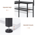 L Shaped Gaming Desk, Reversible Computer Desk with 4-Tier Shelves, Corner Desk with Pegboard, Home Office Desk with LED Lights & Power Outlets Gaming Desk with Storage, Black