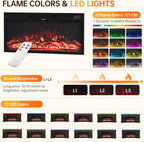 70 inch Fireplace TV Stand for Living Room, Electric Fireplace TV Stand with 12 Colors of 3D Flame & Heating, Entertainment Center with Storage Cabinet (Brown, Wavecrest)