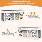 Extra Large Dog Crate Furniture for 2 Dogs, 71'' Dog Kennel Indoor with Removable Divider and 4 Storage Drawers, Sturdy Wooden Dog Crate TV Stand with 4 Doors for Large Medium Small Dogs