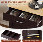 Kitchen Island Cart with Storage, Small Kitchen Island on Wheels with Large Drawer, Adjustable Shelf & Towel Rack, Rolling Island Table for Kitchen & Dining Room, Dark Coffee