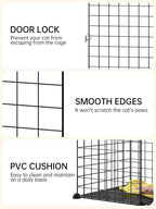 2 Tier Cat Cage with Climbing Ladder, Detachable Metal Wire Cat Kennels for Indoor Cats, DIY Cat Crate for Ferret, Squirrel and Small Animals, Black