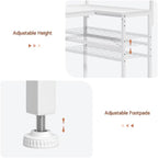 L Shaped Gaming Desk, Reversible Computer Desk with 4-Tier Shelves, Corner Desk with Pegboard, Home Office Desk with LED Lights & Power Outlets Gaming Desk with Storage, White