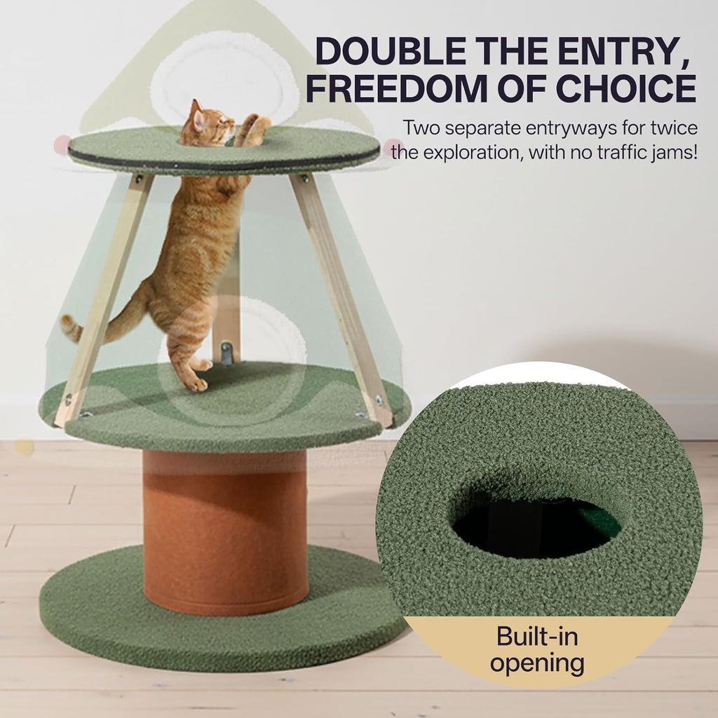 Christmas Cat Tree, 4 Cat House for Multi-Cat Households (Small)