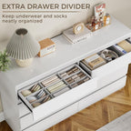 White Wood Dresser for Bedroom, 8 Drawer Dressers for Clothes Storage, Modern Dresser with Wide Drawers, Wide Wooden Chest Drawers for Living Room, Entryway, TV Stand(55" W x15.4 Dx32.3 H)