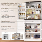 72" Tall Pantry Cabinet, 31.5" W Larger Farmhouse Kitchen Pantry Cabinet with Barn Doors, Hidden Drawer and 4 Shelves, Wood Versatile Storage Cabinet for Kitchen, Dining Room, Living Room