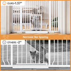 Pet Gate With Cat Door, 29.5-43'' Extra Wide Auto Close Dog Gate Indoor, 1.37'' Narrower Bar Spacing, No Drilling Pressure Mounted Easy Walk Thru for Doorway and Stairs