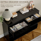 Black Wood Dresser for Bedroom, 6 Drawer Dressers for Clothes Storage, Modern Dresser with Wide Drawers, Wide Wooden Chest Drawers for Living Room, Entryway, TV Stand(47" W x15.4 Dx32.3 H)