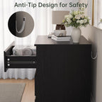 Black Wood Dresser for Bedroom, 3-Drawer Dresser for Clothes Storage, Modern Dressers with Wide Drawers, Wide Wooden Chest Drawers for Living Room, Entryway, TV Stand