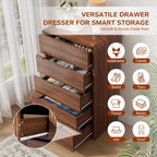 Fluted Dresser for Bedroom, 5 Drawer Dressers for Closet Small Wood Dresser Modern TV Stand, Wooden Clothes Storage Organizer Chest of Drawers for Living Room Hallway Entryway