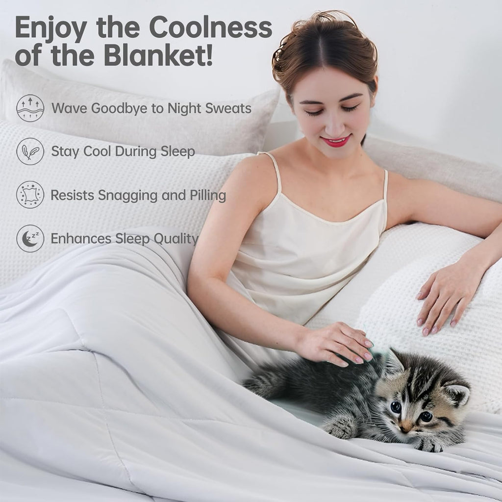 Cooling Comforter Twin Size for Hot Sleepers, 68"x90" Summer Cooling Blanket for Night Sweats, Silk Soft Lightweight Breathable All-Season Grey Cooling Quilt Blanket