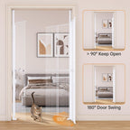 71'' Extra Tall Pet Gate, 31.5-43.3'' Extra Wide Cat Gate for Doorway, No Drilling, 1.37'' Extra Narrow Gap, Double Opening & Easy Lock, Cat Proof Gate Full Door