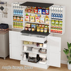 72" Tall Pantry Cabinet, 31.5" W Larger Farmhouse Kitchen Pantry Cabinet with Barn Doors, Hidden Drawer and 4 Shelves, Wood Versatile Storage Cabinet for Kitchen, Dining Room, Living Room