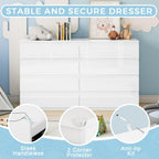 White Wood Dresser for Bedroom, 8 Drawer Dressers for Clothes Storage, Modern Dresser with Wide Drawers, Wide Wooden Chest Drawers for Living Room, Entryway, TV Stand(55" W x15.4 Dx32.3 H)