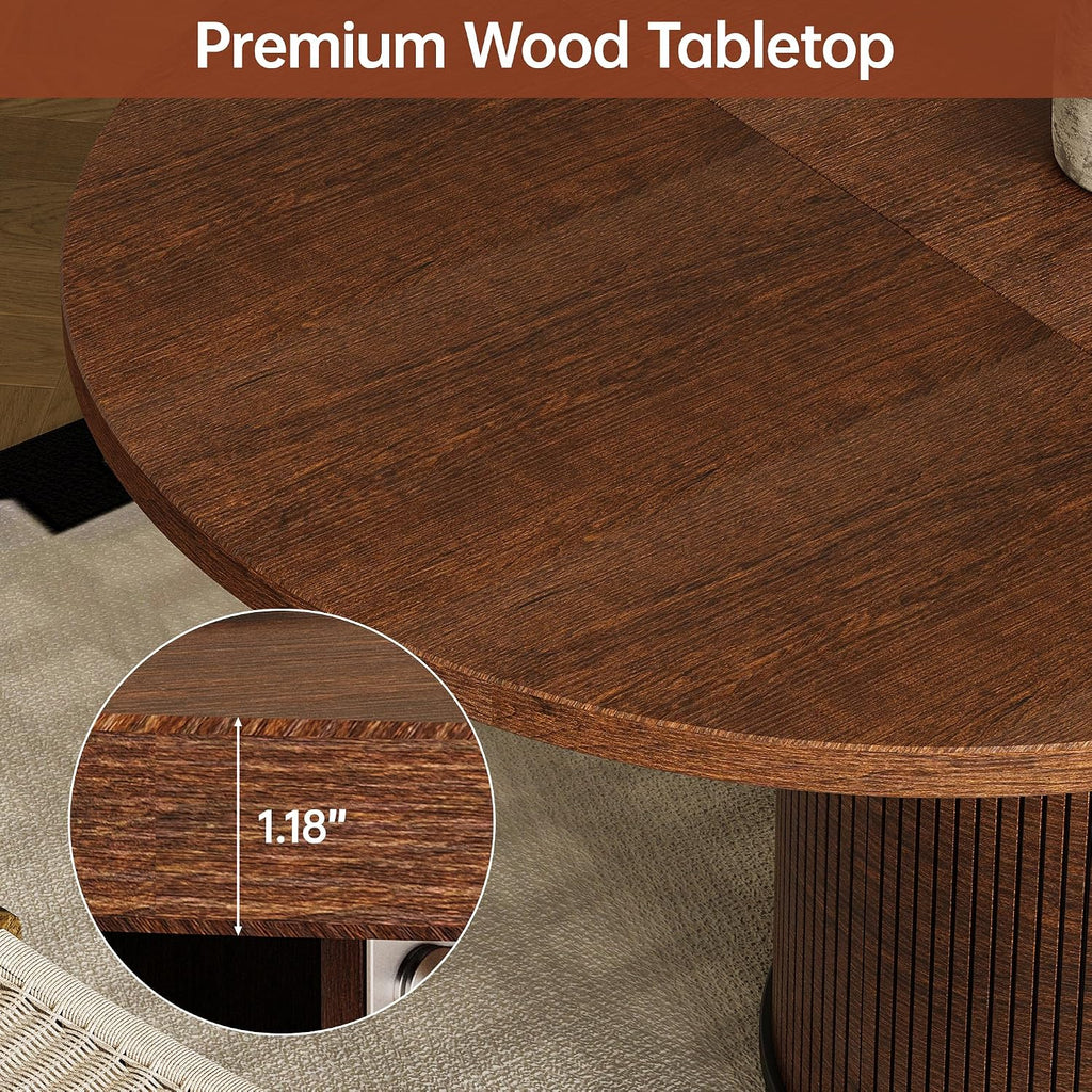 Extendable Dining Room Table Round Dining Table for 4 6 8, 43"-59" Modern Wood Kitchen Table with Removable Leaves Extendable Dinner Tables|Living Room|Small Space