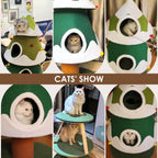 Christmas Cat Tree, 4 Cat House for Multi-Cat Households (Large)