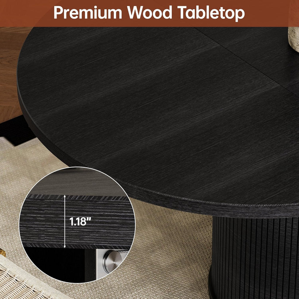 Extendable Dining Room Table Round Dining Table for 4 6 8, 43"-59" Modern Wood Kitchen Table with Removable Leaves Extendable Dinner Tables|Living Room|Small Space