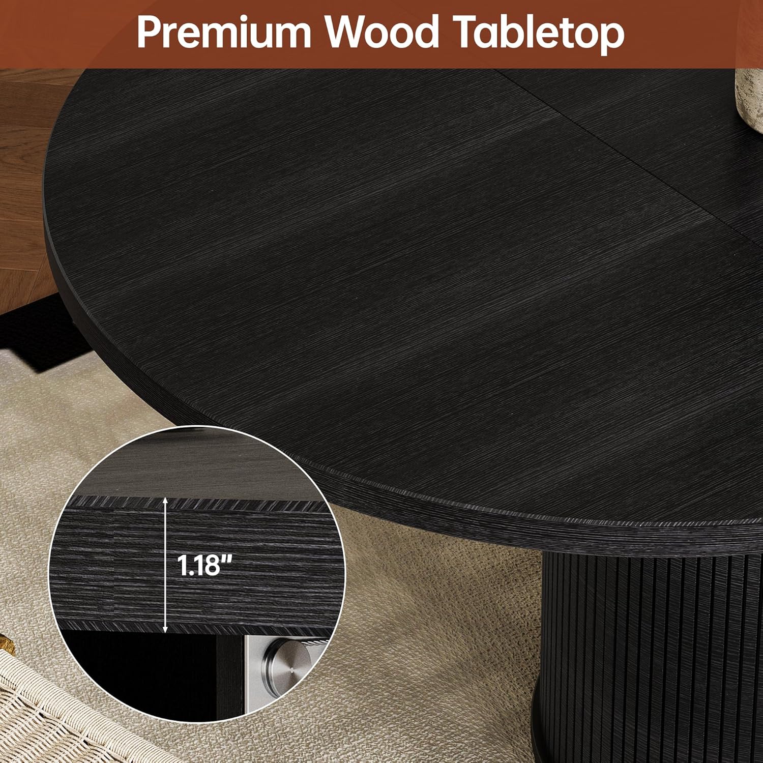 Extendable Dining Room Table Round Dining Table for 4 6 8, 43"-59" Modern Wood Kitchen Table with Removable Leaves Extendable Dinner Tables|Living Room|Small Space