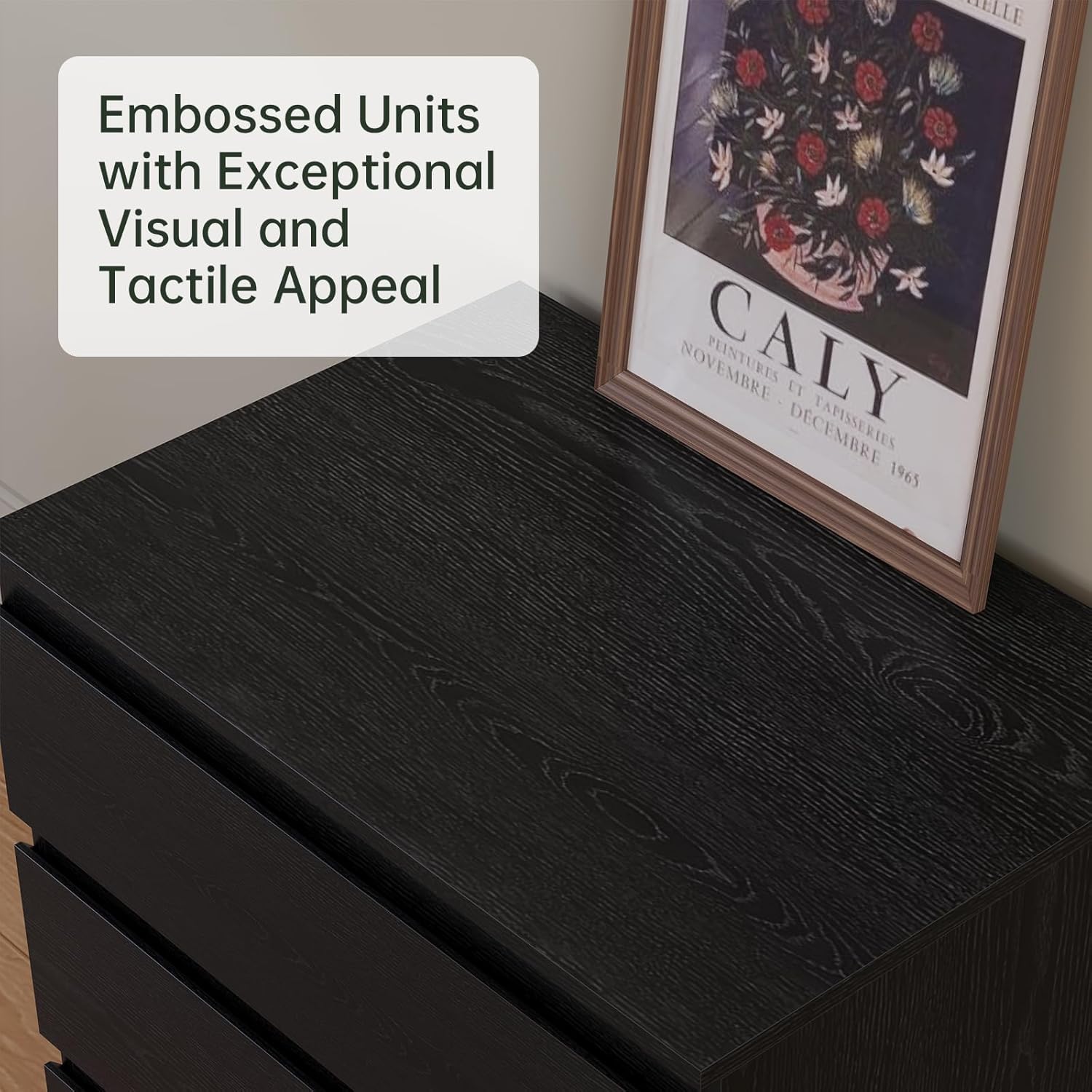 Black Wood Dresser for Bedroom, 3-Drawer Dresser for Clothes Storage, Modern Dressers with Wide Drawers, Wide Wooden Chest Drawers for Living Room, Entryway, TV Stand