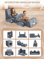 Modular Kids Play Couch, 10PCS Nugget Couch Kids for Boys and Girls, Child Sectional Sofa Versatile Kid Sofa for Playroom, Bedroom, Classroom, Grey