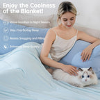 Cooling Comforter Twin Size for Hot Sleepers, 68"x90" Summer Cooling Blanket for Night Sweats, Silk Soft Lightweight Breathable All-Season Blue Cooling Quilt Blanket