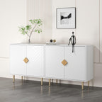 Buffet Cabinet with Storage, 63'' Modern Sideboard Cabinet Set of 2 with 4 Doors and Adjustable Shelves, Credenza Buffet Table for Living Room, Kitchen and Entryway, White