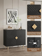 Buffet Cabinet with Storage, 31.5'' Modern Sideboard Cabinet with 2 Doors and Adjustable Shelf, Credenza Buffet Table for Living Room, Kitchen and Entryway, Black