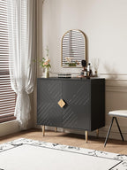 Buffet Cabinet with Storage, 31.5'' Modern Sideboard Cabinet with 2 Doors and Adjustable Shelf, Credenza Buffet Table for Living Room, Kitchen and Entryway, Black