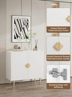 Buffet Cabinet with Storage, 31.5'' Modern Sideboard Cabinet with 2 Doors and Adjustable Shelf, Credenza Buffet Table for Living Room, Kitchen and Entryway, White