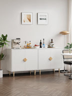 Buffet Cabinet with Storage, 63'' Modern Sideboard Cabinet Set of 2 with 4 Doors and Adjustable Shelves, Credenza Buffet Table for Living Room, Kitchen and Entryway, White