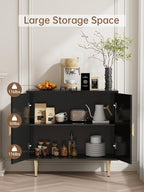 Buffet Cabinet with Storage, 31.5'' Modern Sideboard Cabinet with 2 Doors and Adjustable Shelf, Credenza Buffet Table for Living Room, Kitchen and Entryway, Black