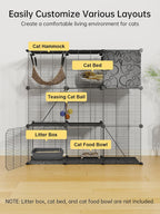 Cat Cages Indoor, 3 Tier Cat Enclosure, Cat Cage with Toy Ball and Cat Hammock for 2-3 Cats