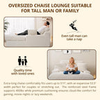Oversized Chaise Lounge Chair, 57.5'' Deep Seat with 6'' Thick Cushion, Upholstered Sleeper Sofa with Pillows, Comfy Lounge Chair for Tall Adults, Living Room or Bedroom(White)
