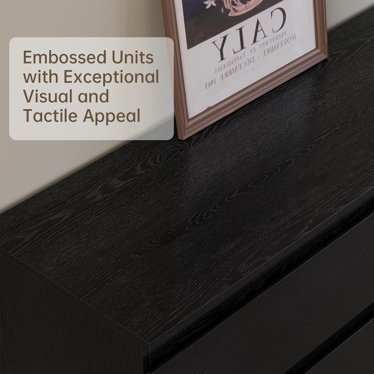 Black Wood Dresser for Bedroom, 8 Drawer Dressers for Clothes Storage, Modern Dresser with Wide Drawers, Wide Wooden Chest Drawers for Living Room|Entryway|TV Stand(55" W x15.4 Dx32.3 H)