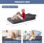 57" Foldable Human Dog Bed for Kids, Fluffy Faux Fur, Orthopedic Washable Dog Bed with Memory Foam and Water Repellent Liner Thick for Pet Installation Free (Grey)