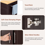 Kitchen Island Cart with Storage, Small Kitchen Island on Wheels with Large Drawer, Adjustable Shelf & Towel Rack, Rolling Island Table for Kitchen & Dining Room, Dark Coffee