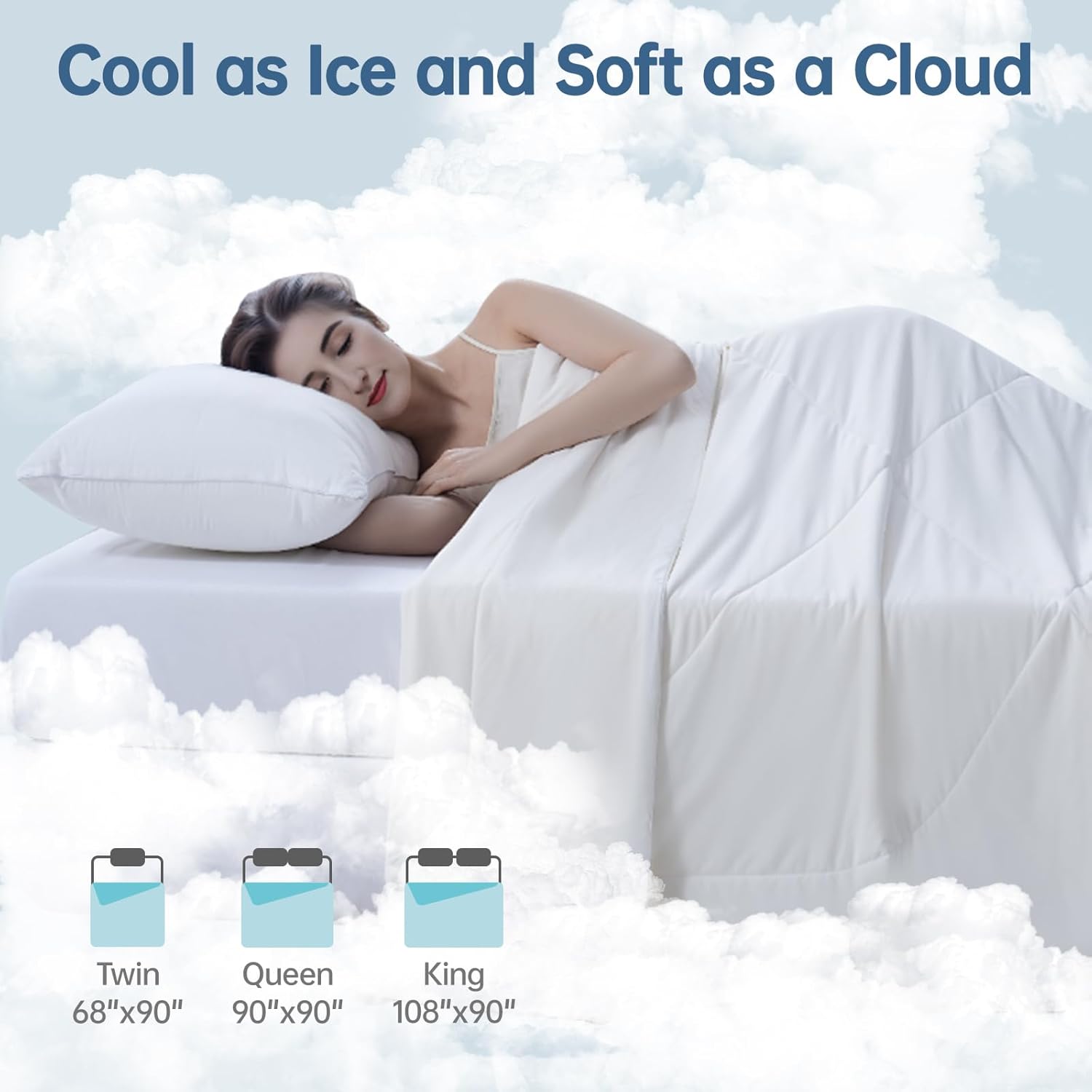 Cooling Comforter Oversized King for Hot Sleepers, 108"x90" Summer Cooling Blanket for Night Sweats, Silk Soft Lightweight Breathable All-Season White Cooling Quilt Blanket