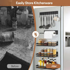 5 Pack Magnetic Shelves for Fridge and Washing Machine, Magnetic Laundry Organizer, Magnetic Spice Rack for Refrigerator with Versatile Hooks, Paper Towel Holder and Metal Storage Baskets