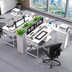 L Shaped Gaming Desk with 4 Drawers, 51" Reversible Computer Desk with Monitor Stand, Home Office Table with USB Port&LED Lights, L Shape Corner Office Desk with Open Shelves&Hooks, White