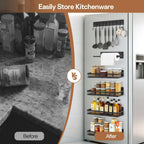 6 Pack Magnetic Shelves for Washing Machine and Fridge, Magnetic Laundry Organizer, Magnetic Fridge Shelves with Versatile Hooks, Paper Towel Holder and Metal Storage Baskets