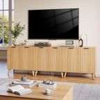 Fluted Sideboard Buffet Cabinet with Storage, Modern Sideboard Cabinet for Dining Room, Accent Credenza with Adjustable Shelves 2 Doors Storage Cabinets for Living Room|Kitchen, Natural