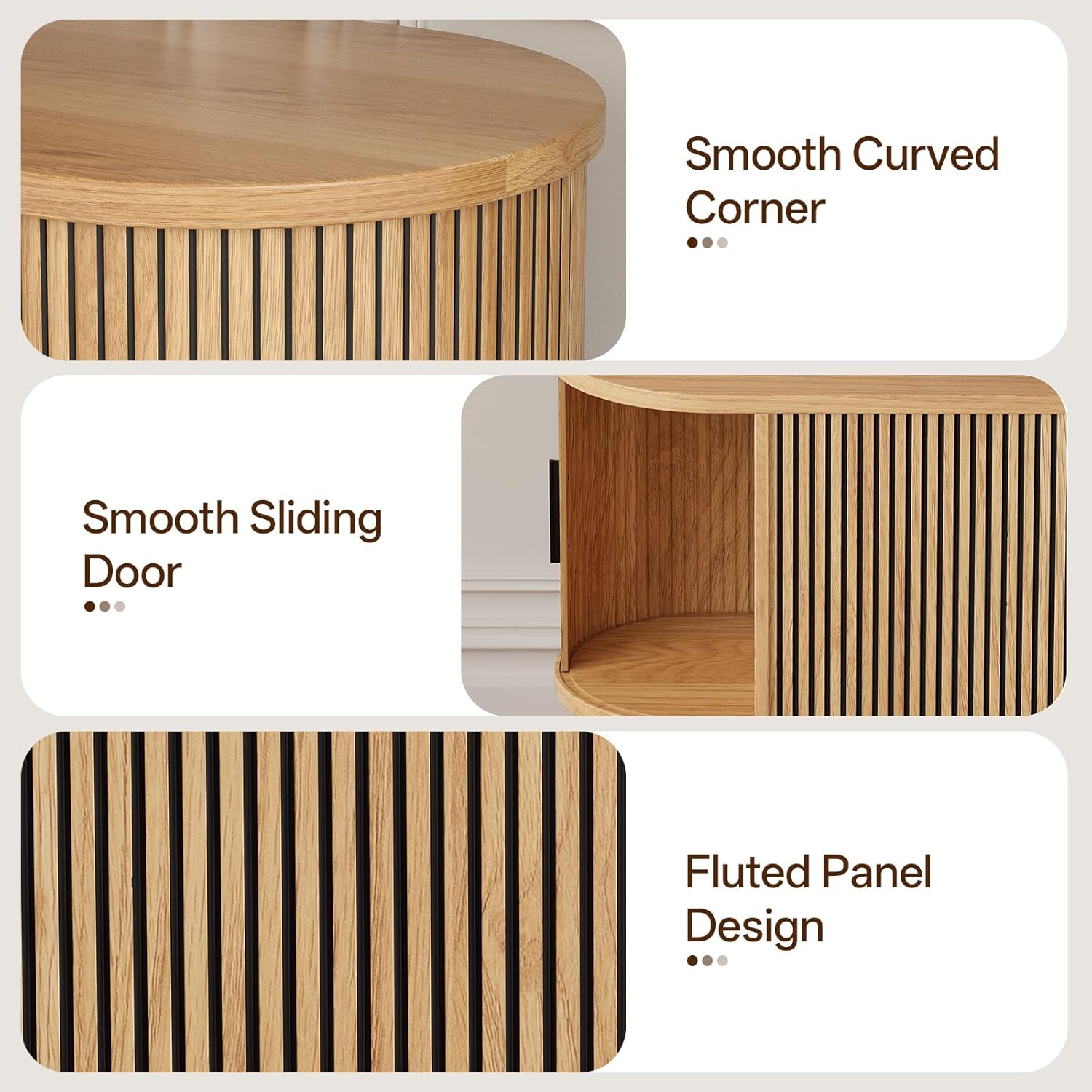 62" Fluted TV Stand, Mid Century Modern TV Stand for TVs up to 70", Entertainment Center with Storage, Sliding Doors, Adjustable Shelf, Wood Media Console for Living Room, Bedroom, Natural