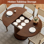 Extendable Dining Room Table Round Dining Table for 4 6 8, 43"-59" Modern Wood Kitchen Table with Removable Leaves Extendable Dinner Tables|Living Room|Small Space