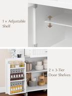 Kitchen Island with Storage, 31.5" D Rolling Kitchen Island Cart on Wheels with Widen Drop Leaf Rubberwood Top, Large Mobile Kitchen Islands with Trash Can Storage and Towel Bar, White